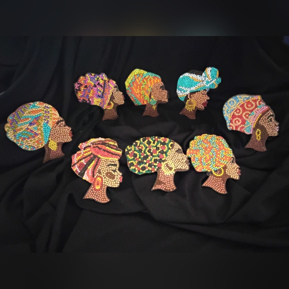 Vibrant Beaded Silhouette Wall Art Set